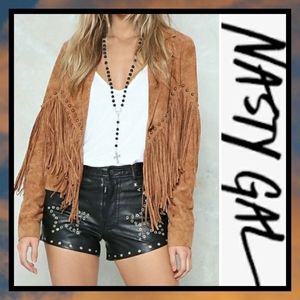 Vegan Suede Studded Fringe Rodeo Western Jacket